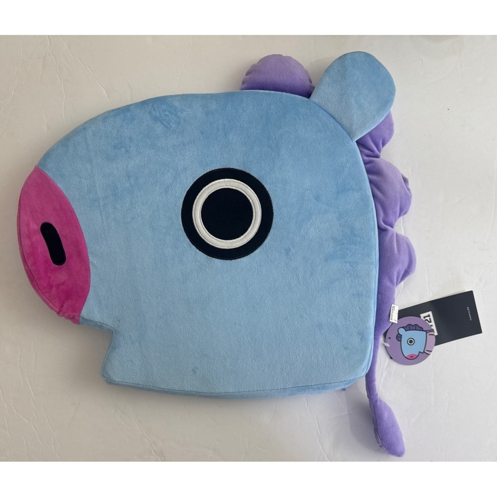 BTS Plush Mang Face Cushion Zip Pillow Doll LINE x BT21 Official W/tags 18x16x1"